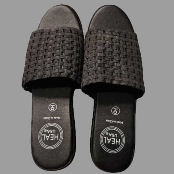 Heal USA Abby Black Wedge Slide - Size 9 - Picture 3 of 6